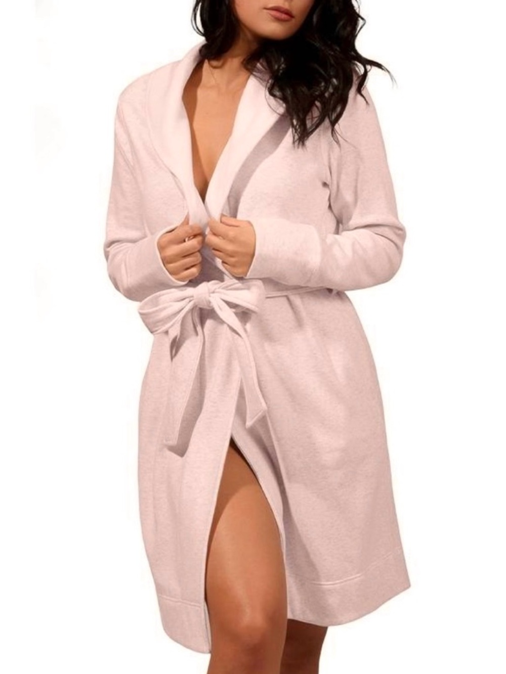 Yogalicious Ultra Plush Cozy Fleece Robe(Heather Petal Pink)